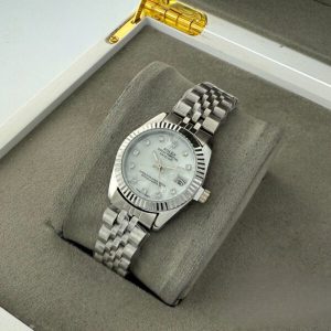 ساعت رولکس زنانه دیت جاست rolex rl615 سیلور صفحه سفید