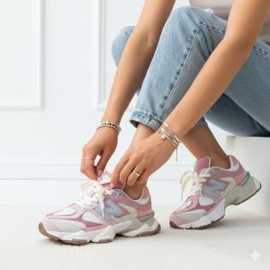 کفش اسپرت زنانه نیوبالانس 9060 صورتیباربی-سفید (ho) کد SH025a (p)