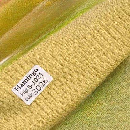 پرده آماده پانچی 1.5 متری حریر ساده با کناره کتان کرم لیمویی (bz-3026) کد P241 - Image 3
