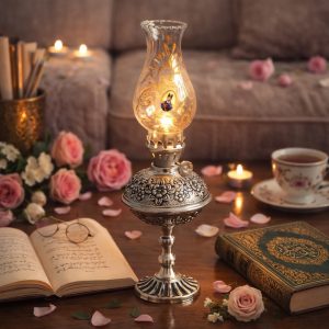 چراغ گردسوز مسی مدل رز رنگ کروم (p)