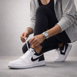 کتونی زنانه جردن 1 سفید-مشکی (ho) کد (p2)SH139