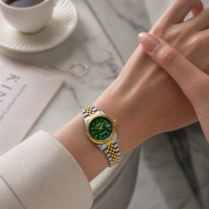 ساعت زنانه رولکس دیتجاست (DateJUST) بند استیل طلایی صفحه سبز (E) کد W067(nx)
