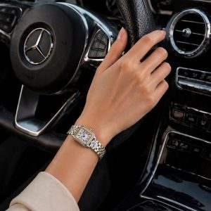 ساعت زنانه کارتیر پنته بند استیل نقرهای طلایی (E) کد W026(p)