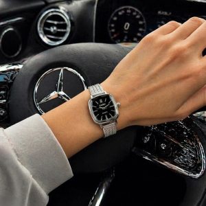 ساعت زنانه کاسیو صفحه مربع مشکی بند حصیری (E) کد W006 (p)