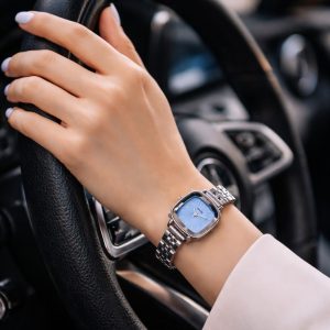 ساعت زنانه نایدو مربعی صفحه یاسی بند استیل (E) کد W003 (p)