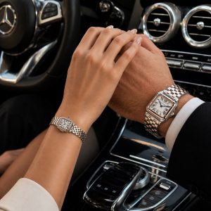 ست ساعت کارتیر پنته بند استیل نقرهای رزگلد (E) کد W033 (p)