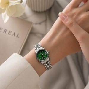 ساعت زنانه رولکس دیتجاست (DateJUST) بند استیل صفحه سبز (E) کد W066(p)