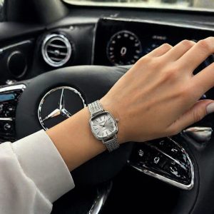 ساعت زنانه کاسیو صفحه مربع صدفی بند حصیری (E) کد W009 (p)