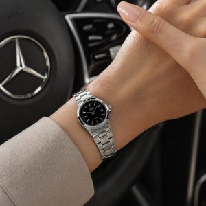 ساعت زنانه کاسیو گرد بند استیل صفحه مشکی (E) کد W045 (nx)