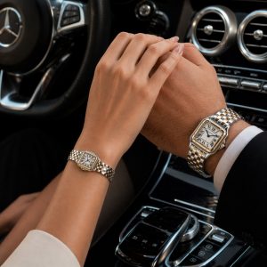 ست ساعت کارتیر پنته بند استیل نقرهای طلایی (E) کد W032 (p)
