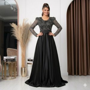 لباس مجلسی زنانه مشکی نقره ای مدل دلوین (j) کد L221