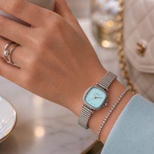 ساعت زنانه نایدو مربع بند باز صفحه آبیD (t) کد W303 (p)