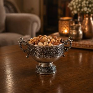 ظرف پذیرایی آجیل خوری کروم گلدار مینیمال