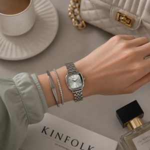 ساعت نایدو بند استیل صفحه نقره ای مربع nd107(e) (nx)