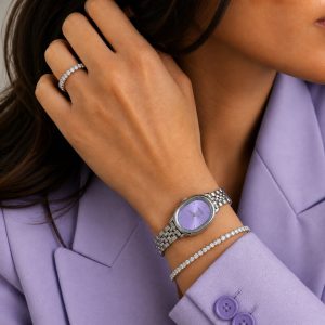 ساعت زنانه نایدو بیضی صفحه بنفش s کد W269