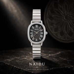 Alternative view of ساعت زنانه نایدو بیضی بند استیل صفحه مشکی (K3) کد W217(p)
