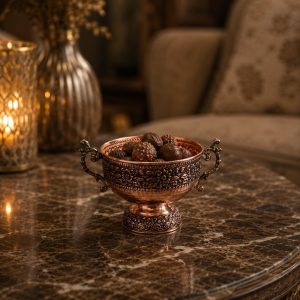 ظرف پذیرایی شکلات خوری مسی گلدار مینیمال