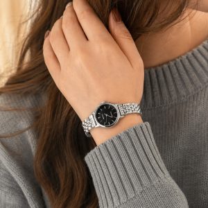 ساعت زنانه نایدو (CM) بند استیل صفحه مشکی (E) کد W083(nx)