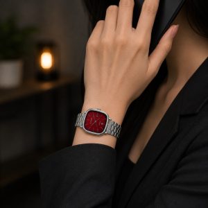 ساعت زنانه کاسیو کلاسیک اولد مانی وینتیج SR نقرهای صفحه قرمز کد W394 (p)