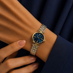 ساعت زنانه رویدا مدل Royal بند استیل طلایی صفحه آبی نگین دار (E) کد W1222