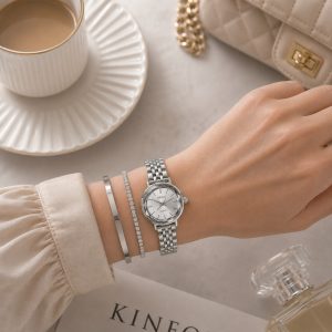 ساعت زنانه نایدو (CM) بند استیل صفحه سفید (E) کد W082(nx)
