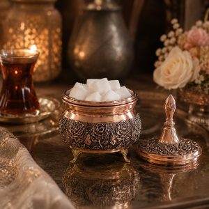 قندان مسی سه پایه گلدار
