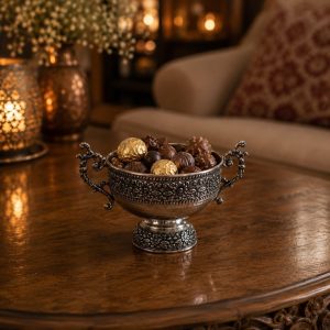 ظرف پذیرایی شکلات خوری کروم گلدار مینیمال