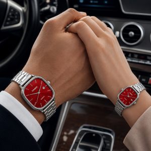ساعت ست زنانه مردانه کاسیو کلاسیک اولد مانی وینتیج SR نقرهای صفحه قرمز کد W412 (p)