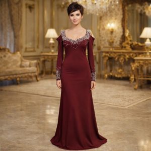لباس مجلسی زنانه نگین زرشکی (j) کد L256