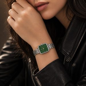 ساعت زنانه دنیل ولینگتن مدل Square بند استیل صفحه سبز کد W128 (nx)