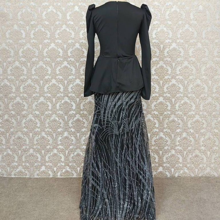 لباس مجلسی زنانه سوین مشکی فلوک نقرهای (j) کد L269 - Image 3
