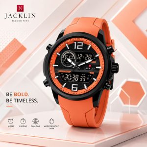 ساعت دو زمانه اسپرت جاکلین JN-1399520M نارنجی کد WH498