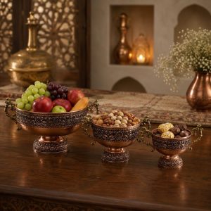 ظرف پذیرایی شکلات خوری مسی گلدار مینیمال