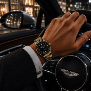 ساعت مچی مردانه کاونت بند فلزی نقره ای-طلایی صفحه مشکی (zz) کد W1229(nx)