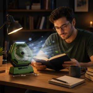 کولر هشت ضلعی رومیزی شارژی سبز چراغدار کد WF-007346